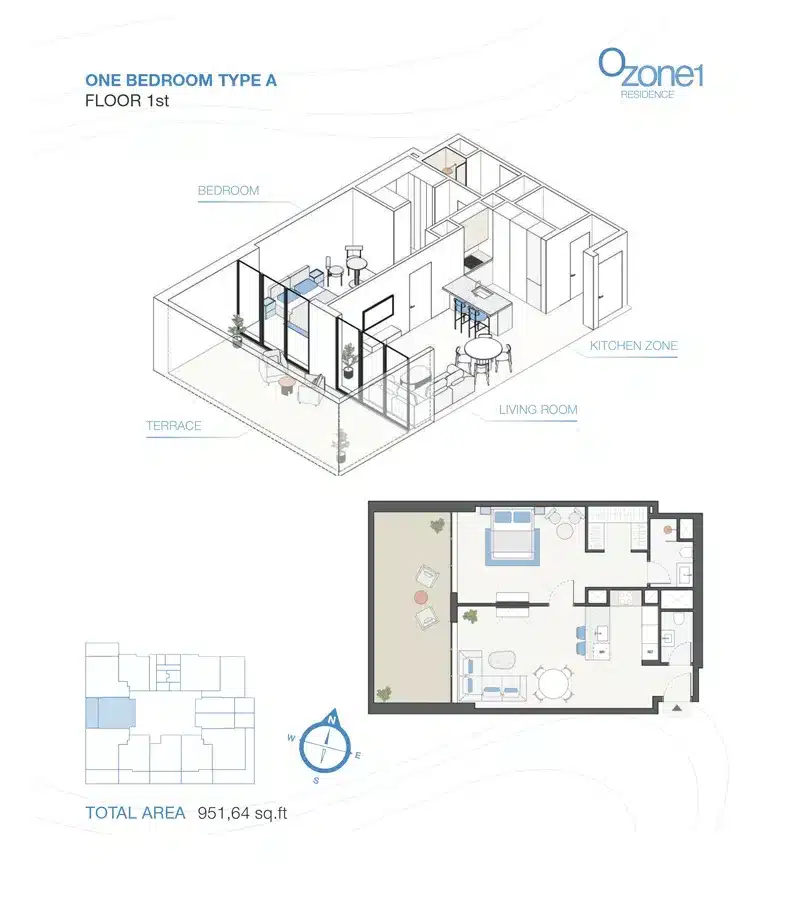 one bedroom at Ozone1 Residences